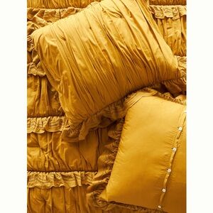 (2) NWT ANTHRO Astride Ruffled Voile Euro Sham Color: Maize